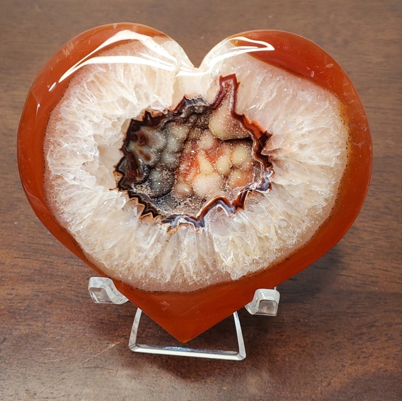 Carnelian Crystal Heart With Druzy - Picture 4 of 12